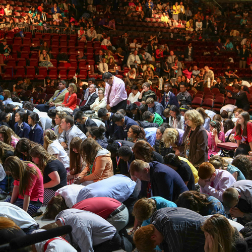students at the alter