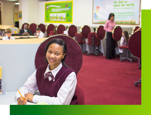 Girl in a learning center