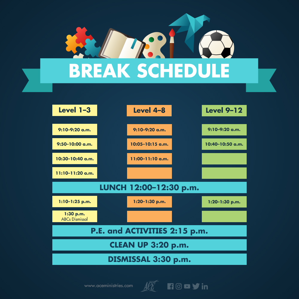 learning center break schedule