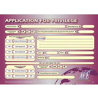Application for Privilege Pad 50