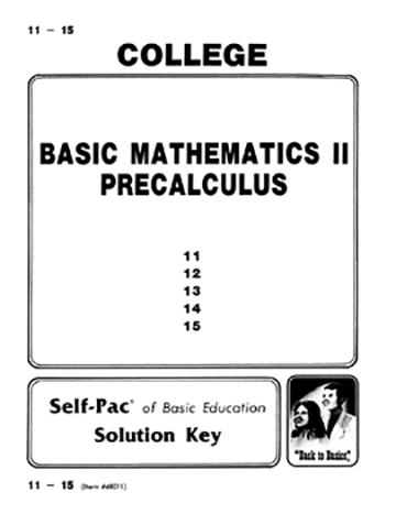 College Mathematics II Sol. Key 11-15
