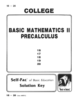 College Mathematics II Sol. Key 16-20